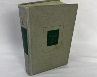 Vintage Plato Philosophy Book, The Works of Plato | Antique Library, Green Book Decor