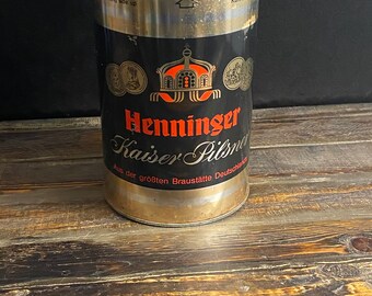 Vintage Metal Henninger Beer Metal Keg, Vintage Beer Can | Antique