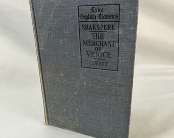 Antique Shakespeare Book - The Merchant of Venice, English Library | Hardcover Antique Vintage Theater Library