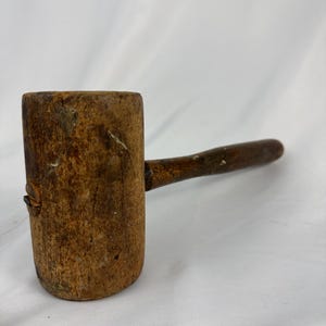 Antique Wood Mallet | Antique Primitive Tools |  Vintage Rustic Farmhouse Barn Workshop Decor