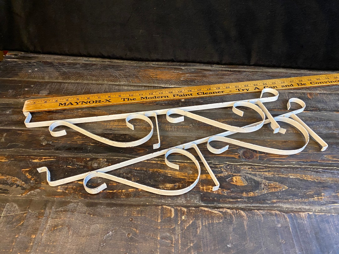 Pair Vintage Metal Shelf Brackets, Wrought Iron Architectural Salvage ... - Repurposed Metal Shelf Brackets