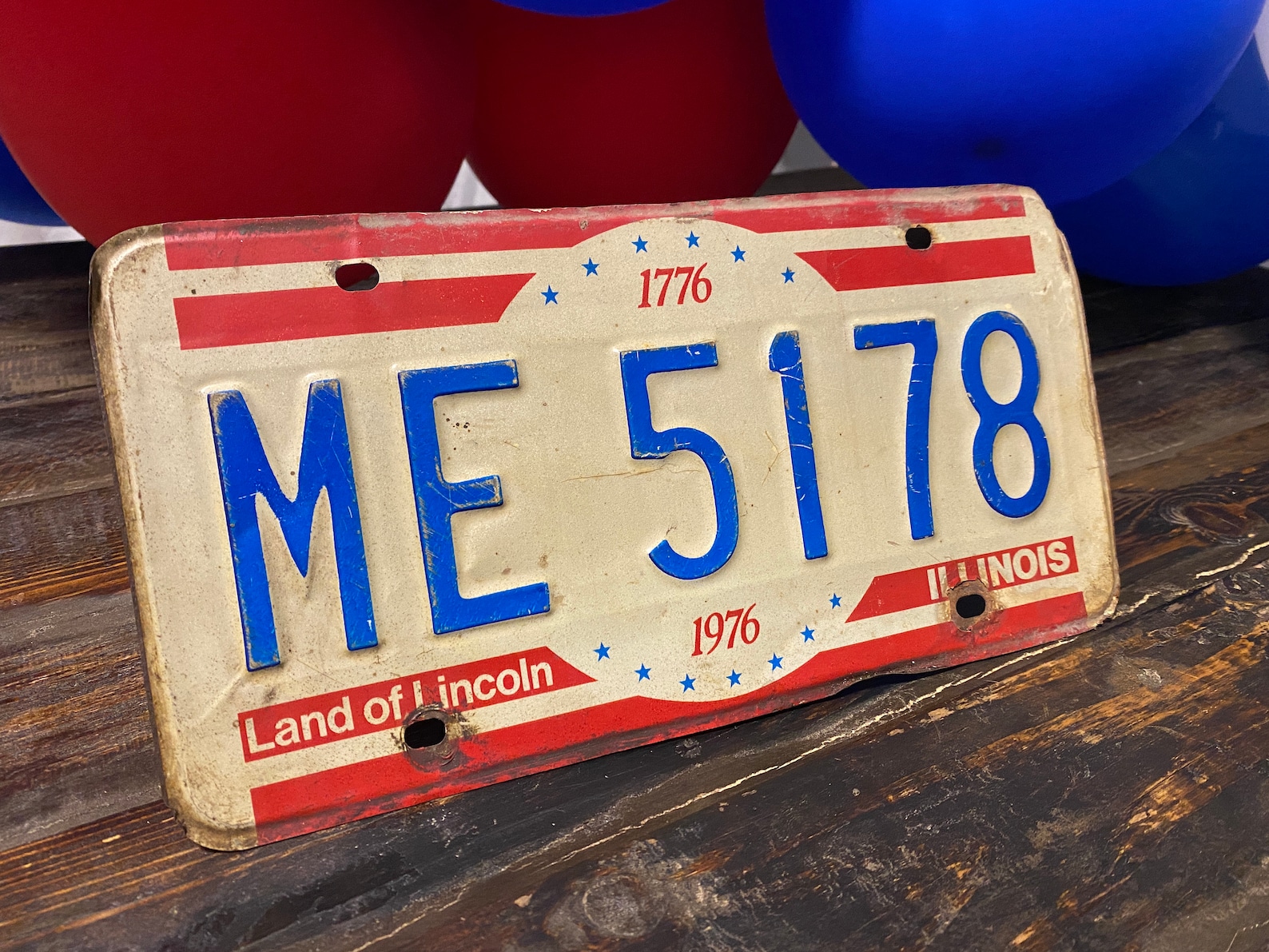 Vintage License Plate Red White & Blue Decor Etsy