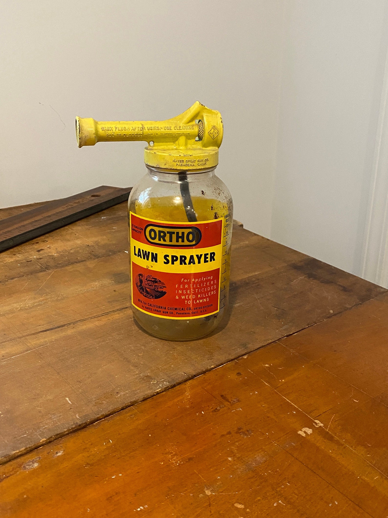 Vintage ORTHO Lawn Sprayer, Yellow Glass Metal, California Made ...
