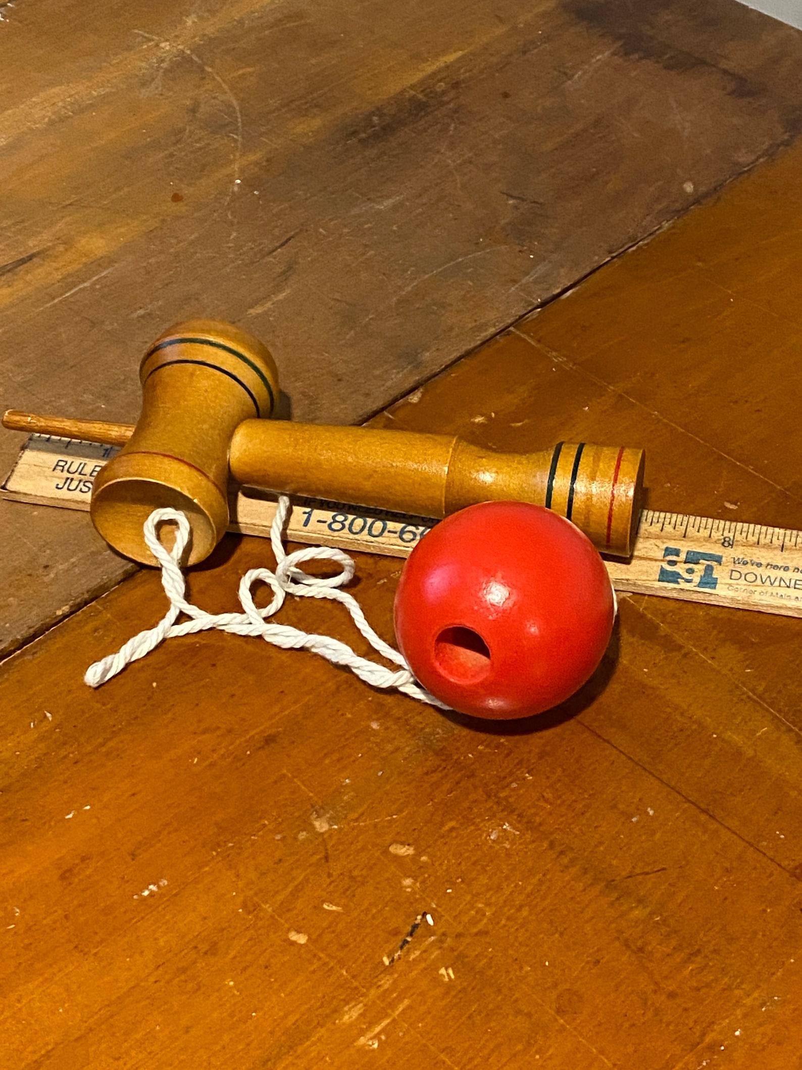 Vintage Wood Children's toy Ball catch with string Etsy