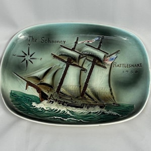 Vintage Decorative Ship Dish: The Schooney Rattlesnake 1780, Erich Stauffer Design