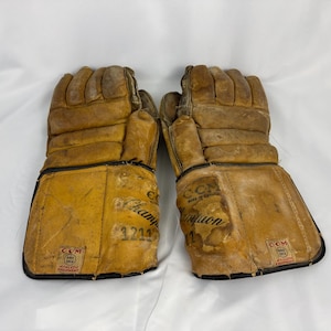 Antique Leather CCM Hockey Gloves l Vintage Hockey Memorabilia, Made in Canada