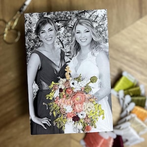 Custom Embroidered Photo- Hand Stitched Wedding Photo- Romantic Gift- Handmade Anniversary Gift