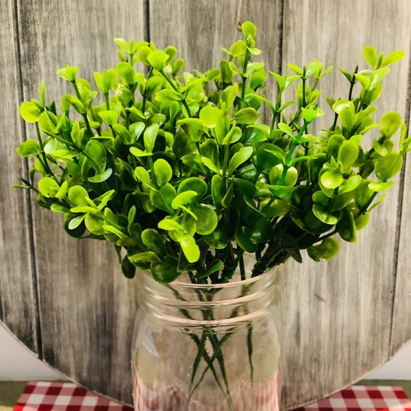 Boxwood Greenery , Floral  Pick, Spray, Stem, Filler Artificial Boxwood, Farmhouse Green Floral Supply, Robin's Wreathery