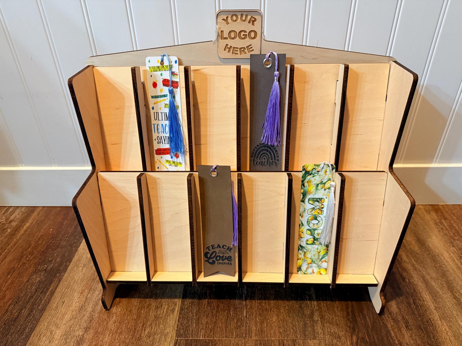 Rotating Bookmarks Rack Slot Bookmark Display Shelf 12,custom Wooden Rack for Bookmarks, Craft ...