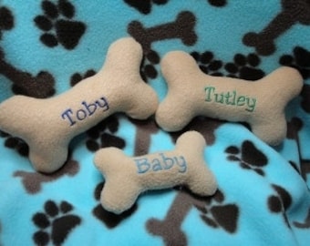Personalized Small Dog Bone Plush Sqeaky Toy, Embroidered Dog Name Stuffed Toy, Custom Gift, Small dog toy,
