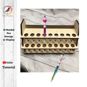 Beaded Pen Storage/display, Pen Caddy Organizer, Holds 18 pens display holder,  Pen Storage Rack, glaze pen storage, Robins Wreathery