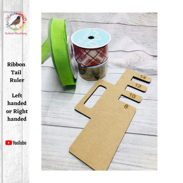 Ribbon Tail Ruler for left or right handed ribbon tail cutting, Wreath ribbon tails ruler, Robins Wreathery