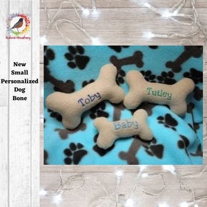 Personalized Small Dog Bone Plush Sqeaky Toy, Embroidered Dog Name Stuffed Toy, Custom Gift, Small dog toy,