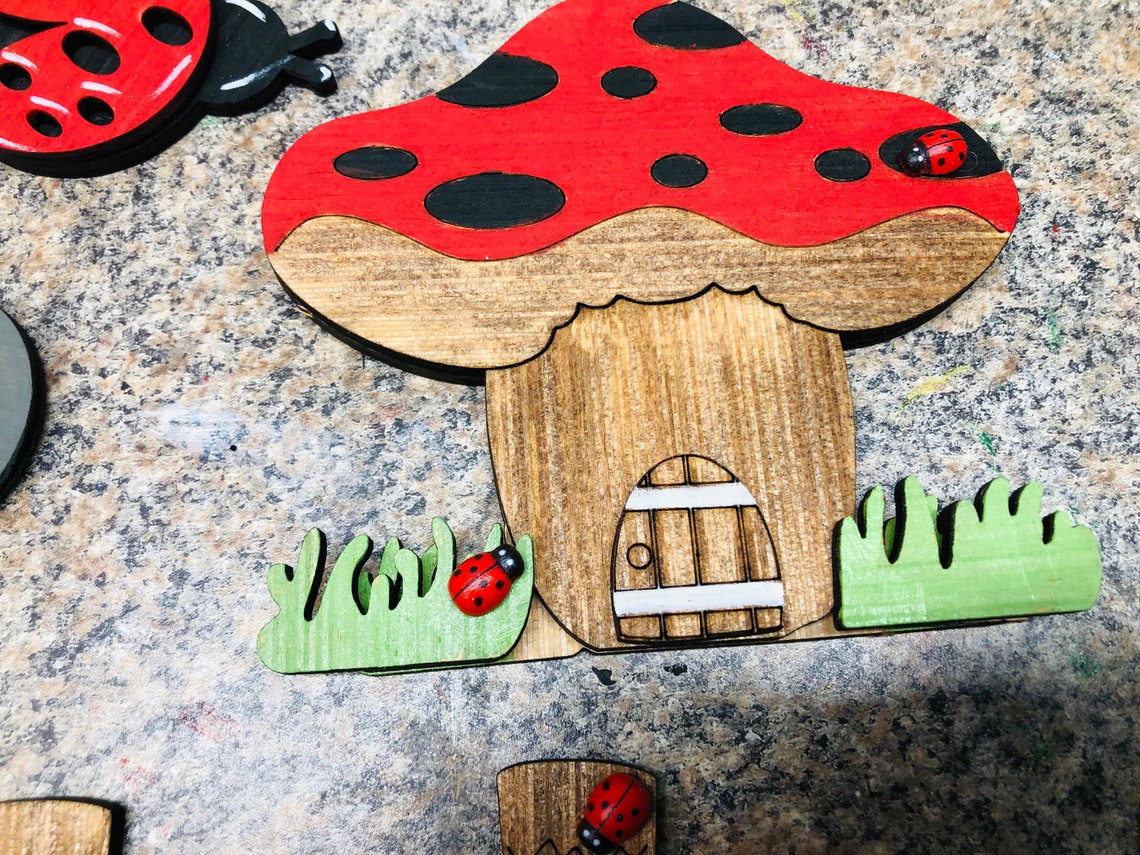 DIY Ladybug Tier Tray Craft Kit Unpainted Tier Tray Set Etsy