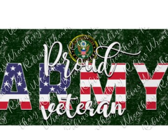 Proud Army Veteran, Mom or Wife License Plate, Military decor, Wall Sign, Wreath Attachment