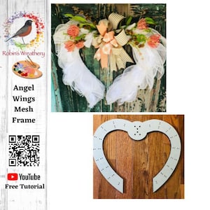Angel Wings Mesh Frame,  Funeral Decor, Rememberance Wings, One of a Kind , Angel lover wall or Door decor, Unpainted, Robins Wreathery