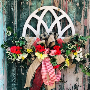 Farmhouse Window Wall Decor/Mesh Rail, Unfinished Wood Arch, Cathedral Window, Paintable Decorative Wall Hanger,Decorative wall art arch