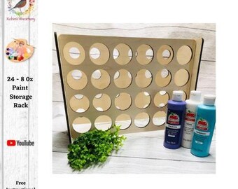 8 oz Paint Bottle Storage Rack | Holds 12 or 24 Bottles | DIY Craft Organizer Kit