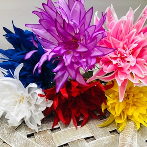 Spindahlia met 8" kop/14" steel, rood, wit, blauw, geel, roze, paarse bloemenpluk, krans en bloemenvoorraad, Robin's Wreathery