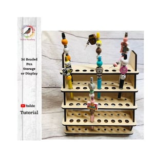 Beaded Pen Storage/display, Pen Caddy Organizer, Holds 36 pens display holder,  Pen Storage Rack, glaze pen storage, Robins Wreathery