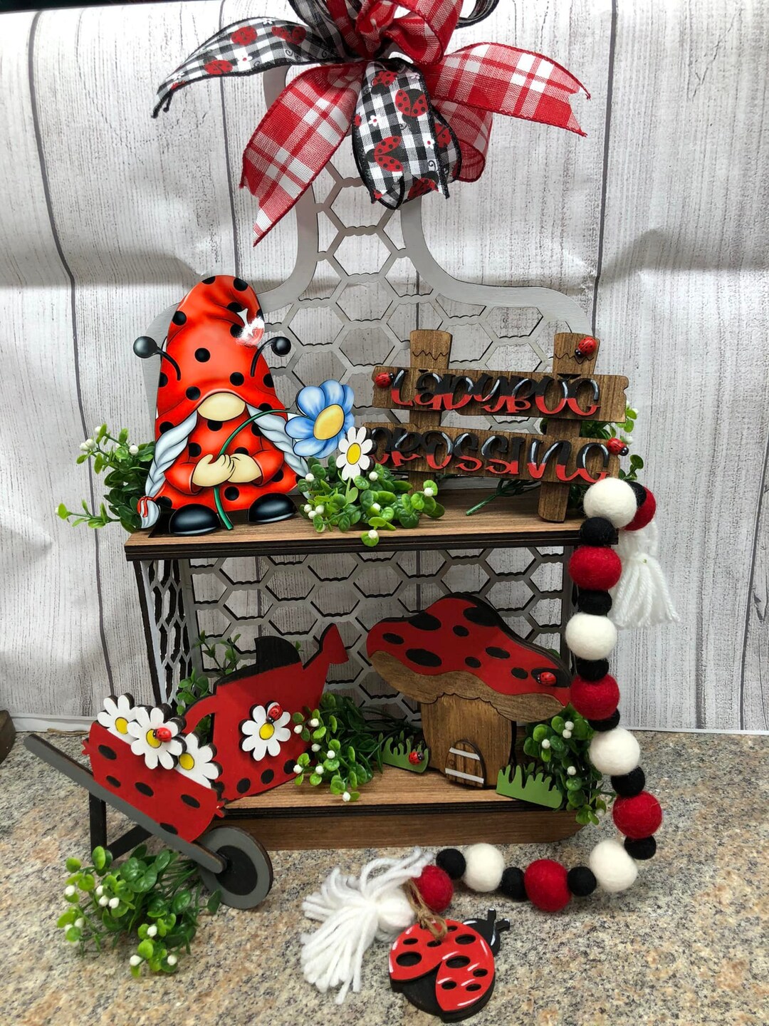 DIY Ladybug Tier Tray Craft Kit Unpainted Tier Tray Set Etsy