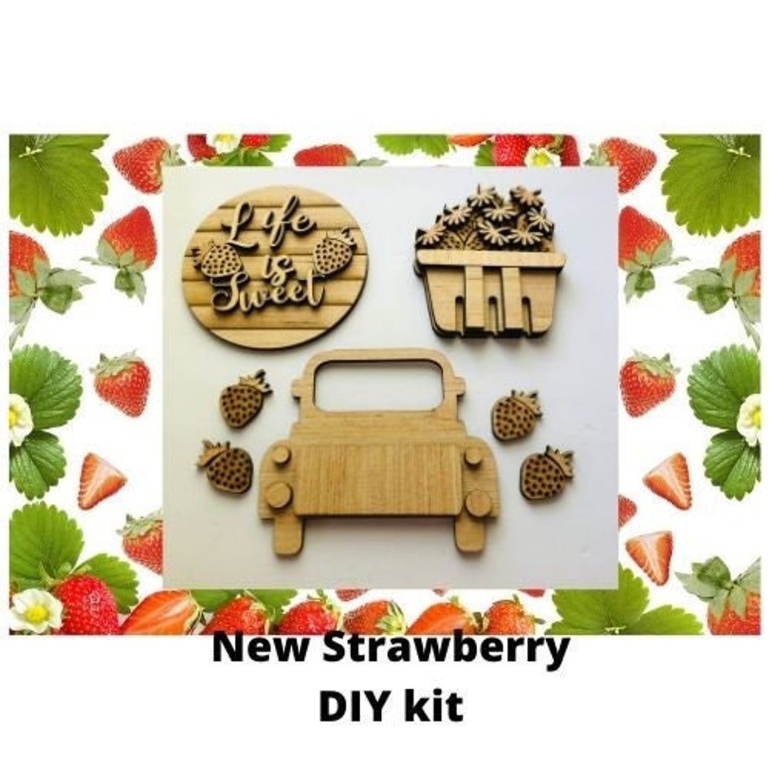 DIY Strawberry/truck/basket Tier Tray Craft Kit Unpainted Etsy