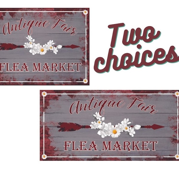 Antique Fair Flea Market sign - Wreath Attachment, Farmhouse Wall Decor, Vintage look Decor, Wreath Supplies, flea market wreath sign