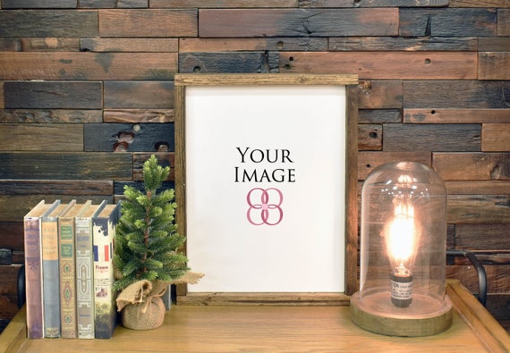 Real Photo Mockups Wood Frame And Rustic Wood Wall