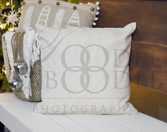 Christmas Pillow Mockup White Square Pillow Mockups Rustic Etsy