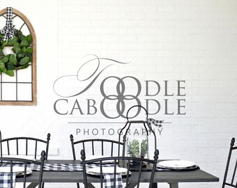Download Free Styled Stock Photography, Farmhouse Style White Brick Wall, Buffalo Plaid Outdoor Blank Wall Mockup, Empty Wall Mock Ups, Digital Mockups PSD Template