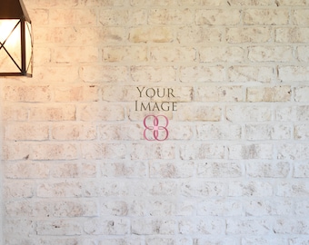 Download Free Real Photo Mockups White And Grey Brick Wall And Lantern Light Empty Blank Wall Mockup Brick Wall Background Outdoor Mock Up Patio Wall 3d Wall Logo Mockup PSD Mockup Template