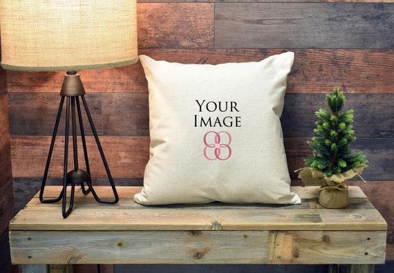 Real Photo Mockups One Pillow Mockup Background Linen Christmas Real Photo Mockups One Pillow Mockup Background Linen Christmas