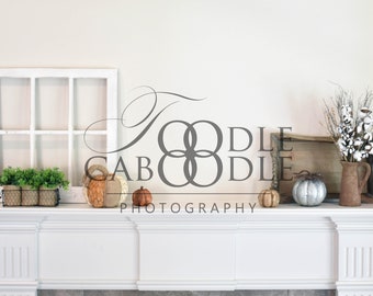 Styled Stock Photography Thanksgiving Fall Fireplace Mantel Mock
