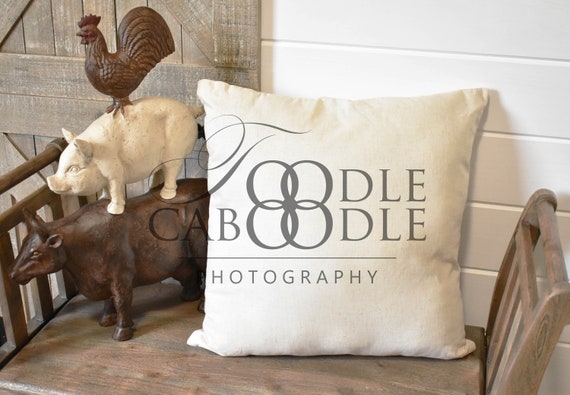 Styled Stock Photography Beige Linen Farmhouse Pillow Mockup Farm