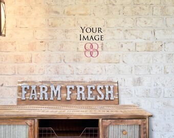 Download Real Photo Mockups Farm Fresh Sign And Rustic Table Farmhouse Mock Ups Light Grey Brick Wall Empty Blank Wall Mockups Outdoor Mockup Awesome T Shirt Mockup Psd File Yellowimages Mockups