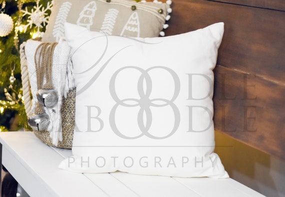 Download Christmas Pillow Mockup White Square Pillow Mockups Rustic Etsy