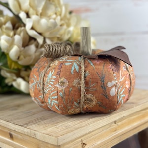 Pumpkin: Handmade Fall Decor, Rusty Marigold Farmhouse Autumn Decoration, Driftwood or Cinnamon Stem