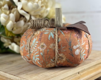 Marigold Fall Pumpkin: Handmade Farmhouse Autumn Decor, Driftwood or Cinnamon Stem