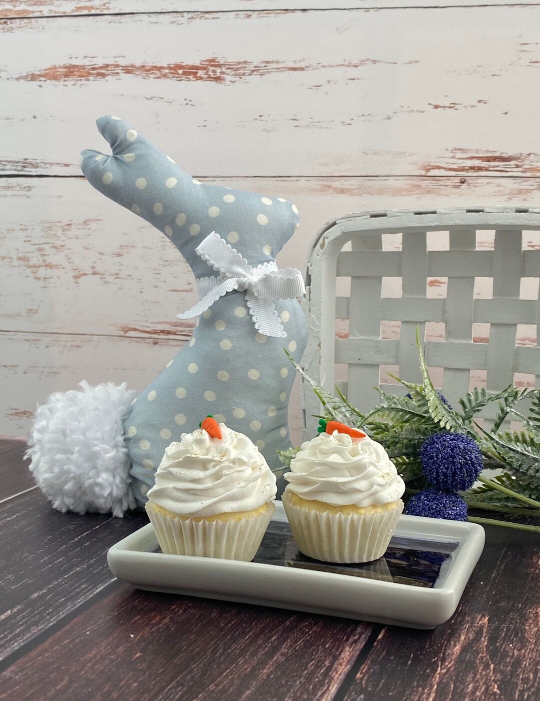 Polka Dot Fabric Bunny: Periwinkle Blue Easter Decor - Etsy