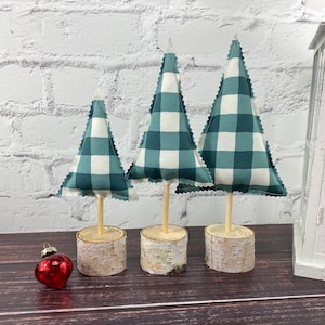 Árvore de tecido xadrez verde e branco, decoração rústica de fazenda