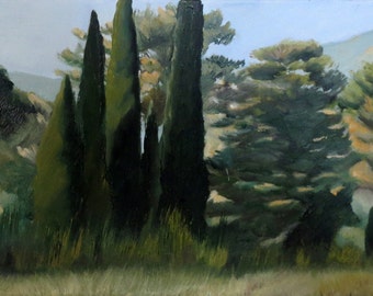 Au pied des Albères-1,  Huile sur toile – œuvre originale – peinture figurative