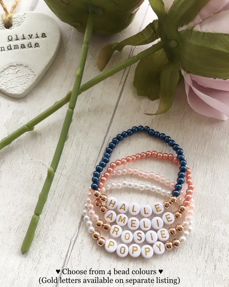 Personalised Bead Bracelets Personalised Name Bracelets Name Etsy UK