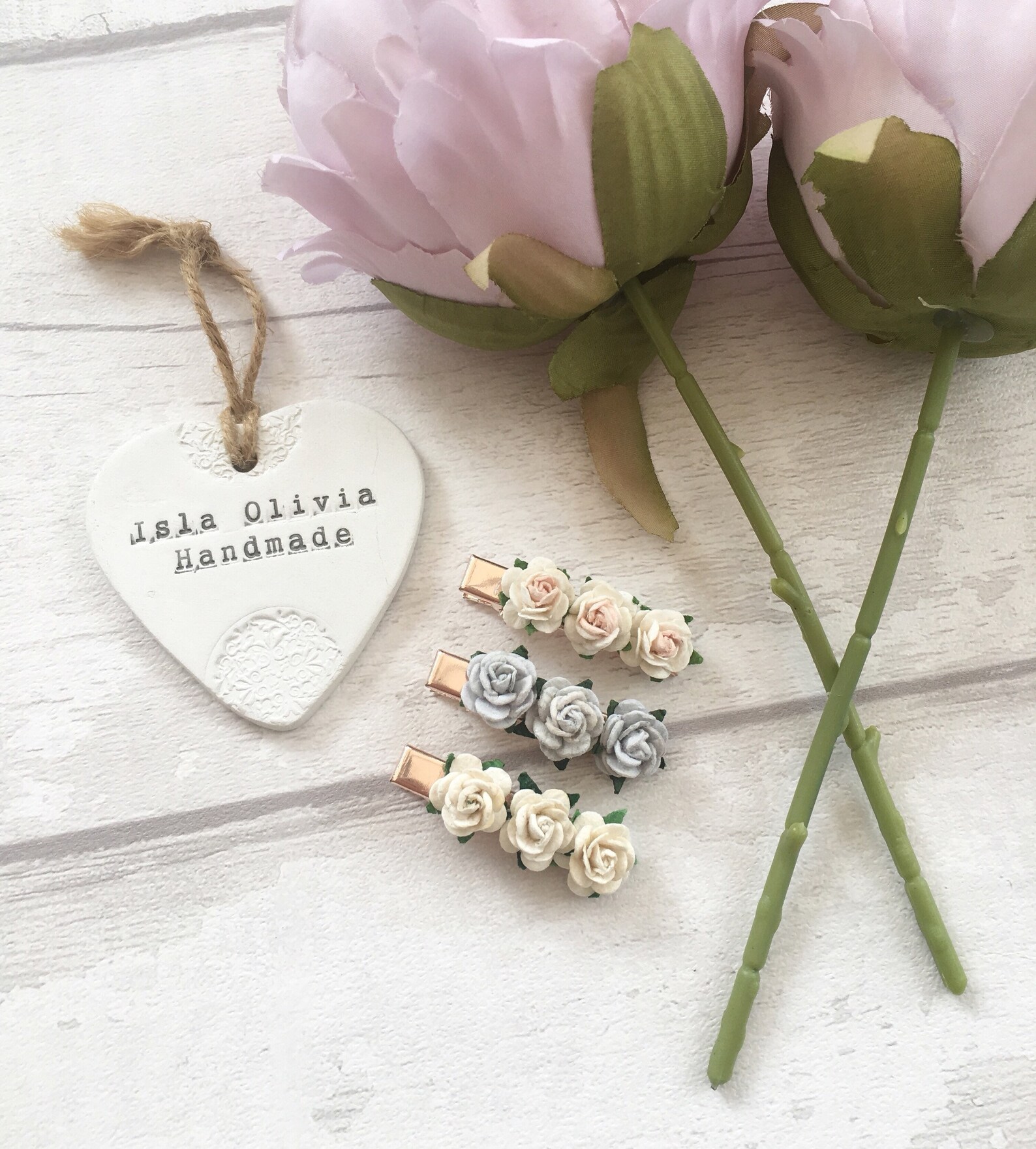 Flower hair clips floral hair clips mulberry rose mulberry Etsy