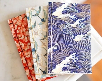 Handmade 2024 pocket diary in Japanese Washi paper - Japanese binding and covers - A6 format - Made in France
