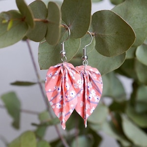 Handmade Brass Small Origami Leaf Dangle Earrings for Women - For Non-Pierced or Pierced Ears
