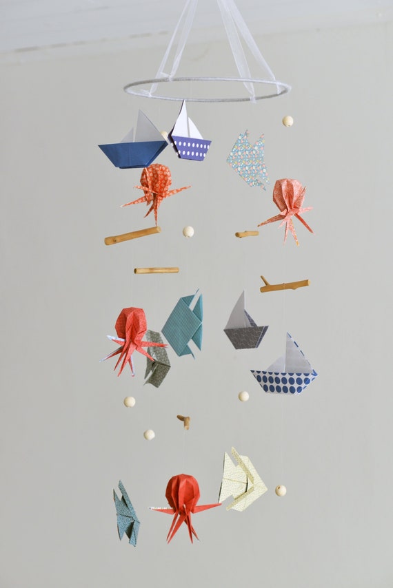 Mobile Origami Pour Decoration Chambre Bebe Et Chambre Enfant Etsy