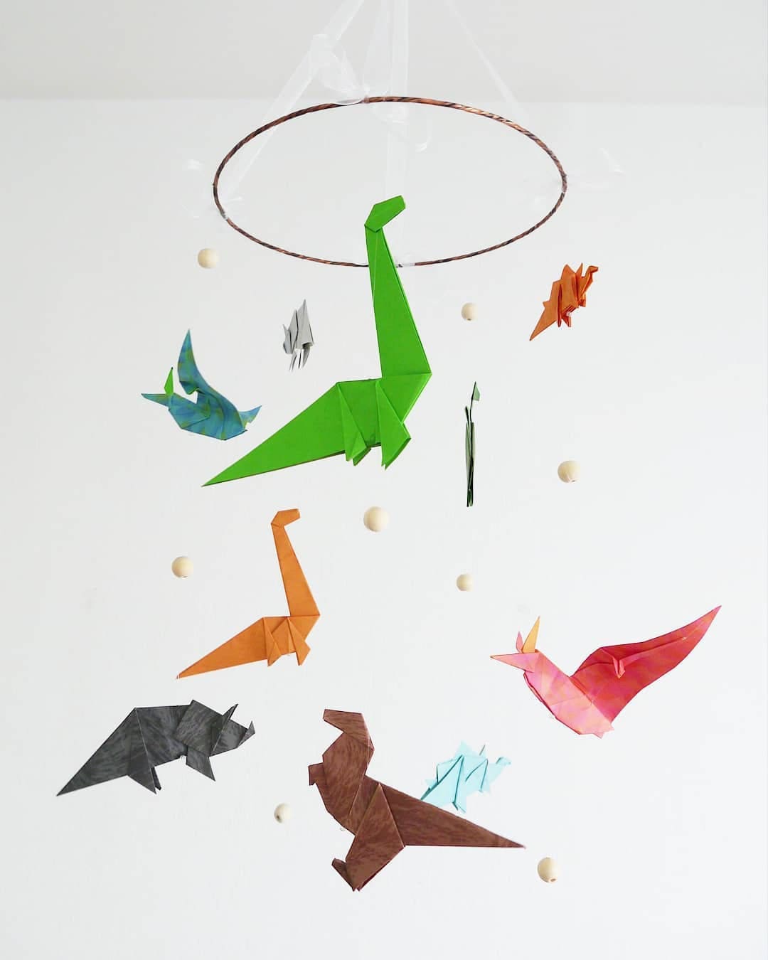 Mobile Origami Fait-Main Pour Décoration Chambre Bébé et Enfant, Dinosaures Animaux