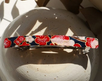 Grande barrette à cheveux à clip en papier japonais - Fait-main en France - Rouge, Violet, bleu, vert, doré, argenté - Pour femme et fille