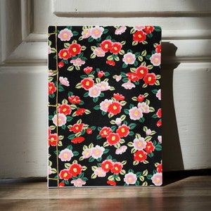 Handmade 2024 diary in Japanese Washi paper Japanese binding and covers A5 format Made in France Champs de fleurs