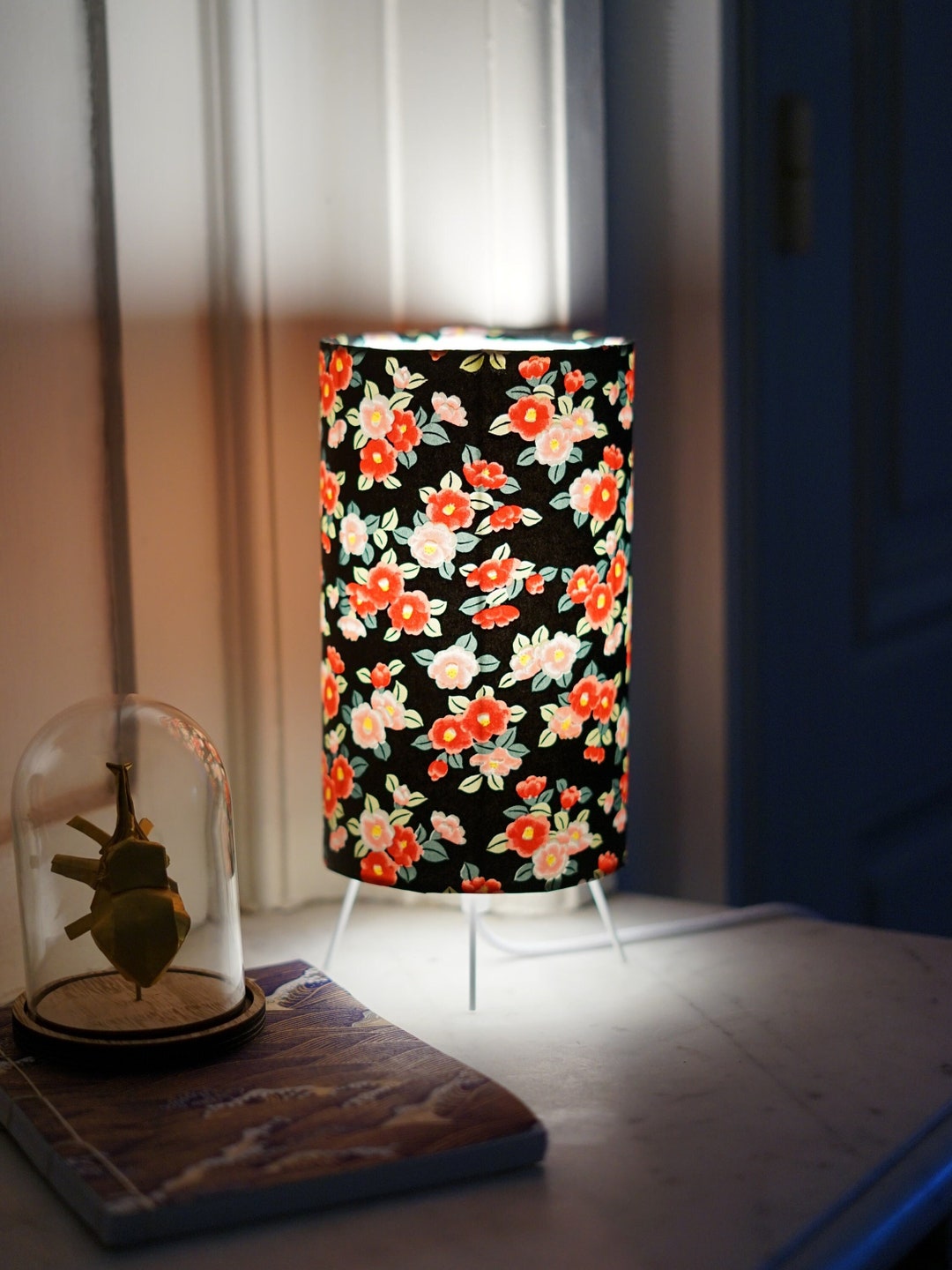 Japanese Paper Floor Lamp With Switch Handmade Yuzen Washi Etsy